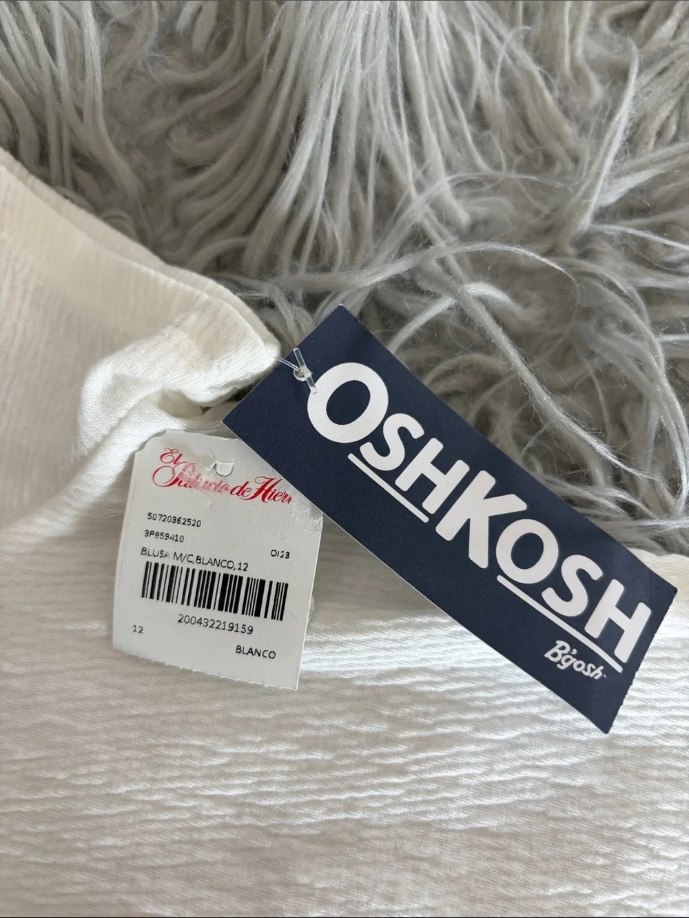 OshKosh B'gosh White Short Sleeve Eyelet Hem Girls' Top